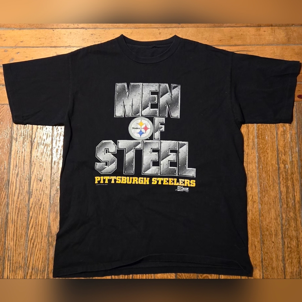 VTG Pittsburgh Steelers "Men Of Steel" Salem Sportswear T-shirt XL